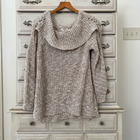Vici Heather Oatmeal Cowl Neck Sweater - Picture 2 of 6